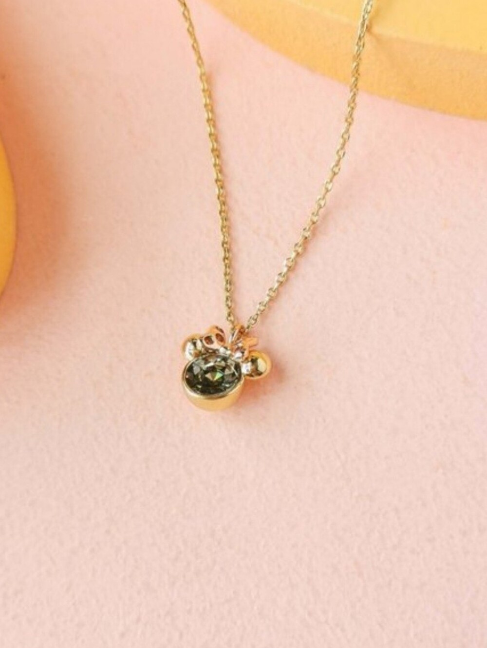 Kate Spade Minnie Gold Tone Necklace with Green Crystal Pendant